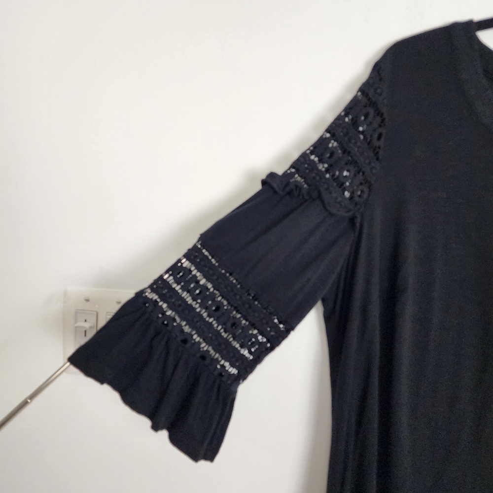 Anthropologie Maeve Top Black Lace Blouse Chic Whimsigoth Peasant Boho Size 2X - Picture 5 of 12